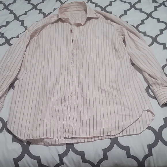 Men's Ermengildo Zegna Pink Striped Dress Shirt 15.5 32/33 - Picture 1 of 4